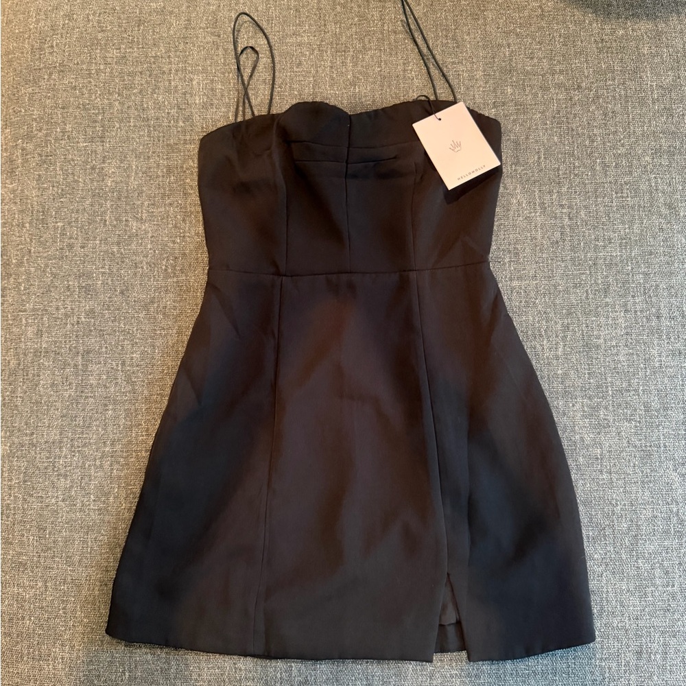 Hello Molly Black Strapless Mini Dress with Spaghetti Straps